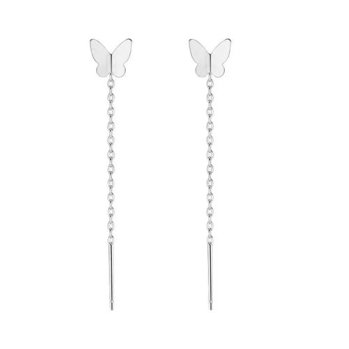 laiton boucles d'oreilles chaîne, bijoux de mode & pour femme, argent, 70mm, Vendu par paire