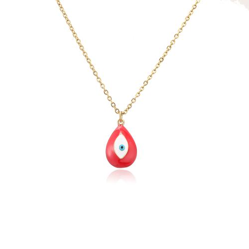 Evil Eye Jewelry Necklace, Brass, fashion jewelry & for woman & enamel, more colors for choice, Length:Approx 45 cm, Sold By PC