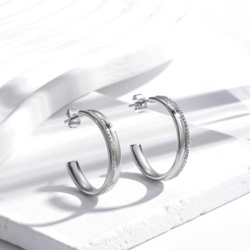 Titan Stahl Ohrring, Titanstahl, Modeschmuck & Micro pave Zirkonia & für Frau, keine, 4x29mm, verkauft von Paar