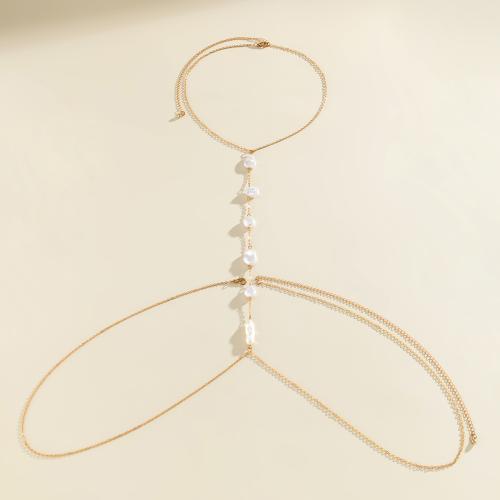 Body Chain Jewelry, Plastic Pearl, with brass chain, for woman, Sold By PC