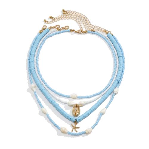 Glas frø perler halskæde, Seedbead, med Polymer Clay & Shell, mode smykker & flerlags & for kvinde, Solgt af PC