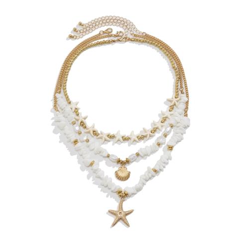 Zinc Alloy smykker halskæde, med turkis & Plastic Pearl, mode smykker & flerlags & for kvinde, Solgt af PC