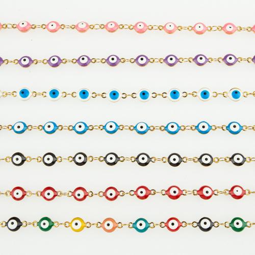 Evil Eye Jewelry Bracelet, 304 Stainless Steel, fashion jewelry & Unisex & enamel, more colors for choice, 6mm, Length:Approx 21 cm, Sold By PC