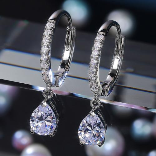Cubic Zirconia Micro Pave Brass Earring, different styles for choice & micro pave cubic zirconia & for woman, Sold By Pair
