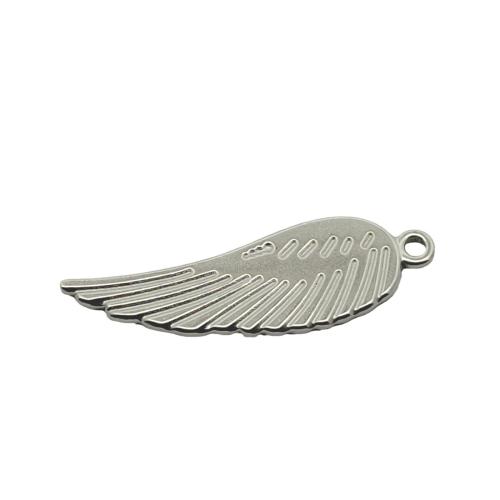 Stainless Steel Pendants, 304 Stainless Steel, Wing Shape, DIY, original color, 35x11mm, Sold By PC