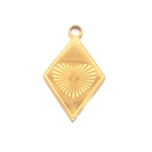 Stainless Steel Pendants, 304 Stainless Steel, Rhombus, DIY, golden, 25x15mm, Sold By PC