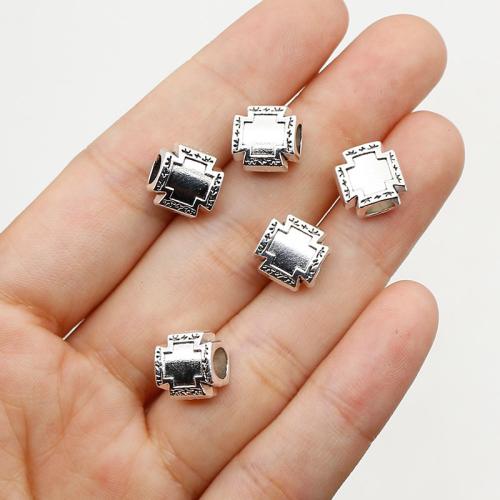 Tibetan Style Large Hole Bead, Cross, silver color plated, DIY, nickel, lead & cadmium free, 10mm, Hole:Approx 4mm, Approx 200PCs/Bag, Sold By Bag
