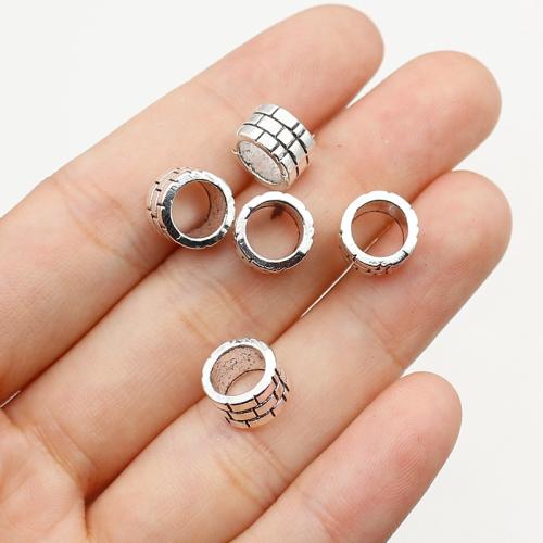 Tibetan Style Large Hole Bead, Donut, silver color plated, DIY, nickel, lead & cadmium free, 9x6mm, Hole:Approx 6mm, Approx 200PCs/Bag, Sold By Bag