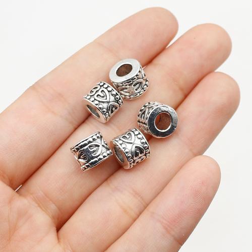 Tibetan Style Large Hole Bead, silver color plated, DIY, nickel, lead & cadmium free, 9x7.50mm, Hole:Approx 4mm, Approx 200PCs/Bag, Sold By Bag