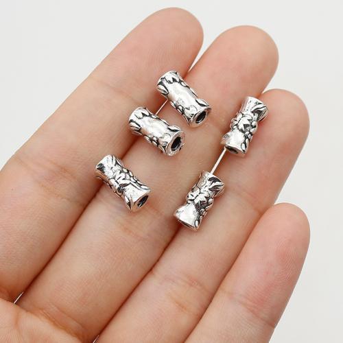 Tibetan Style Jewelry Beads, Bamboo, silver color plated, DIY, nickel, lead & cadmium free, 11x5mm, Hole:Approx 2.5mm, Approx 200PCs/Bag, Sold By Bag
