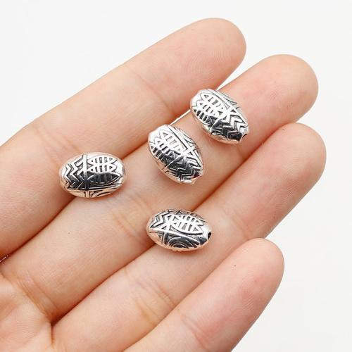 Tibetan Style Jewelry Beads, Oval, silver color plated, DIY, nickel, lead & cadmium free, 13x8mm, Hole:Approx 1mm, Approx 200PCs/Bag, Sold By Bag