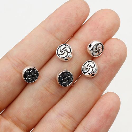 Tibetan Style Jewelry Beads, Flat Round, silver color plated, DIY, nickel, lead & cadmium free, 8x3mm, Hole:Approx 1.5mm, Approx 200PCs/Bag, Sold By Bag