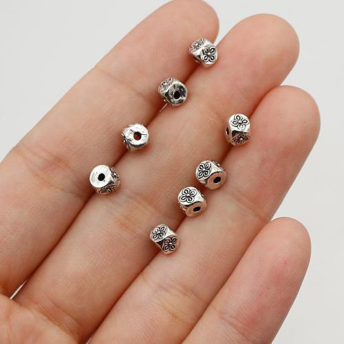 Tibetan Style Jewelry Beads, Cube, silver color plated, DIY, nickel, lead & cadmium free, 5mm, Hole:Approx 1.5mm, Approx 200PCs/Bag, Sold By Bag