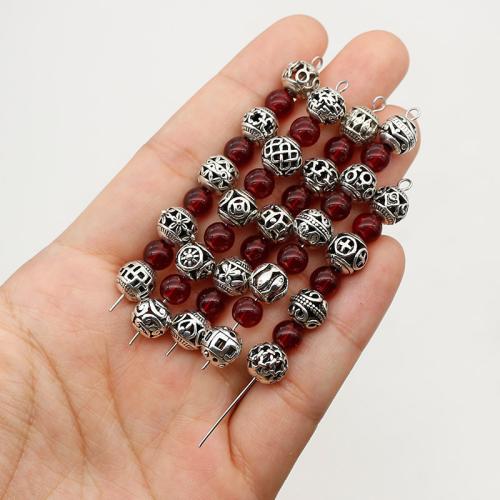 Tibetan Style Spacer Bead, Round, silver color plated, DIY & different designs for choice, more colors for choice, nickel, lead & cadmium free, 8x8mm, Hole:Approx 2mm, Approx 200PCs/Bag, Sold By Bag