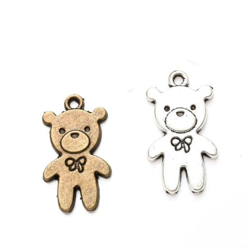 Tibetan Style Animal Pendants, Bear, plated, DIY, more colors for choice, nickel, lead & cadmium free, 24x13mm, Approx 100PCs/Bag, Sold By Bag