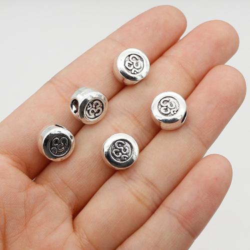 Tibetan Style Spacer Bead, Flat Round, silver color plated, DIY, 10x5mm, Hole:Approx 4mm, Approx 200PCs/Bag, Sold By Bag