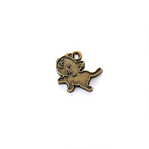 Tibetan Style Animal Pendants, Cat, plated, DIY, more colors for choice, nickel, lead & cadmium free, 17x14mm, Approx 100PCs/Bag, Sold By Bag