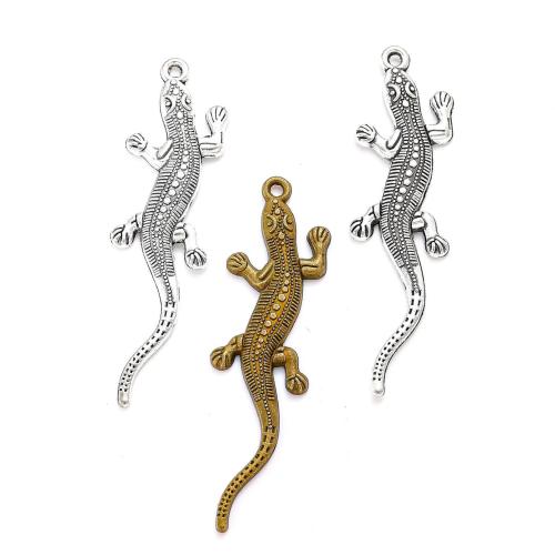 Tibetan Style Animal Pendants, Lizard, plated, DIY, more colors for choice, nickel, lead & cadmium free, 56x15mm, Approx 100PCs/Bag, Sold By Bag