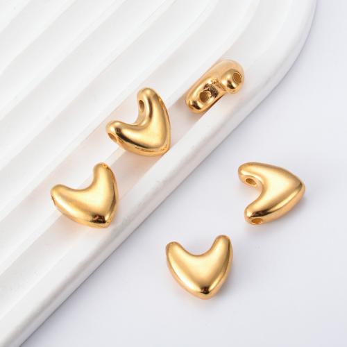 Perlas de acero inoxidable, acero inoxidable 304, Corazón, chapado en color dorado, Bricolaje, 16x16mm, Vendido por UD