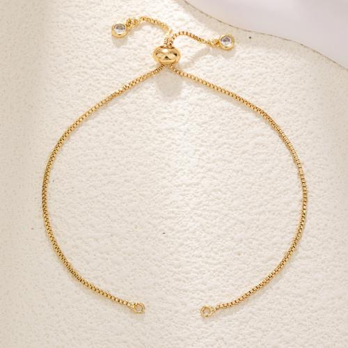 Brass Necklace Chain, gold color plated, Adjustable & DIY & micro pave cubic zirconia, nickel, lead & cadmium free, Sold By PC