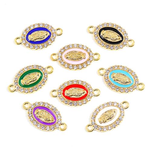 Tibetan Style Connector, gold color plated, DIY & enamel & with rhinestone & 1/1 loop, more colors for choice, nickel, lead & cadmium free, 13x23mm, 100PCs/Bag, Sold By Bag