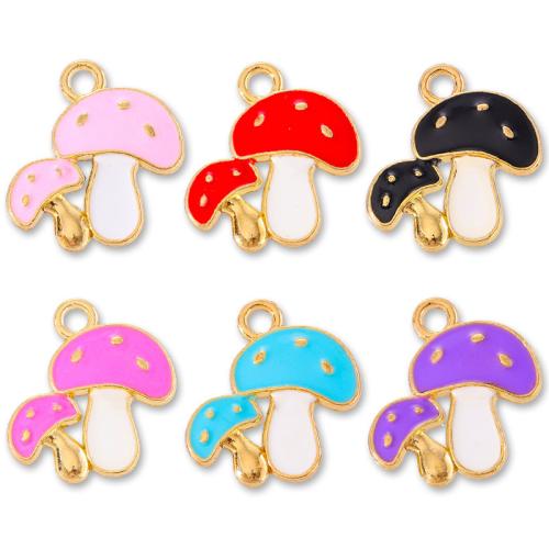 Tibetan Style Enamel Pendants, mushroom, gold color plated, DIY, more colors for choice, nickel, lead & cadmium free, 19x19mm, 100PCs/Bag, Sold By Bag