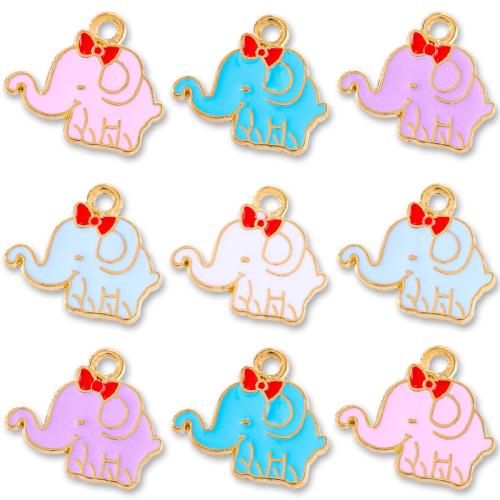 Tibetan Style Enamel Pendants, Elephant, gold color plated, DIY, more colors for choice, nickel, lead & cadmium free, 18x16mm, 100PCs/Bag, Sold By Bag