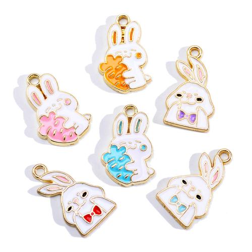 Tibetan Style Enamel Pendants, Rabbit, gold color plated, DIY & different styles for choice, more colors for choice, nickel, lead & cadmium free, 12x22mm, 100PCs/Bag, Sold By Bag
