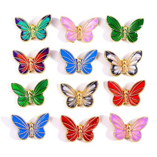 Tibetan Style Animal Beads, Butterfly, gold color plated, DIY & enamel, more colors for choice, nickel, lead & cadmium free, 20x13mm, 100PCs/Bag, Sold By Bag