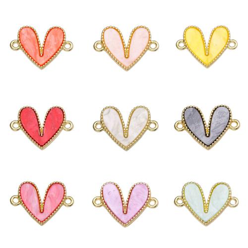 Heart Tibetan Style Connector, with Acrylic, gold color plated, DIY & 1/1 loop, more colors for choice, nickel, lead & cadmium free, 20x15mm, 100PCs/Bag, Sold By Bag