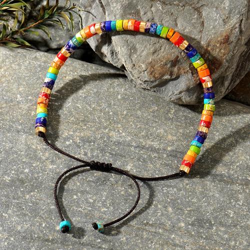 Gemstone Bracelets, Nylon Cord, with Gemstone Chips, Adjustable & for woman, multi-colored, Length:28 cm, Sold By PC