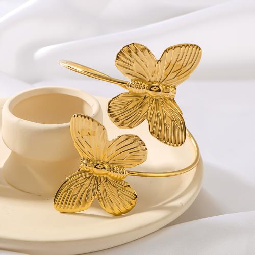 Stainless Steel Bangle, 304 Stainless Steel, Butterfly, gold color plated, Adjustable & for woman, Sold By PC