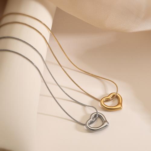Titanium Steel Necklace, with 5cm extender chain, Heart, plated, fashion jewelry, more colors for choice, Length:40 cm, Sold By PC