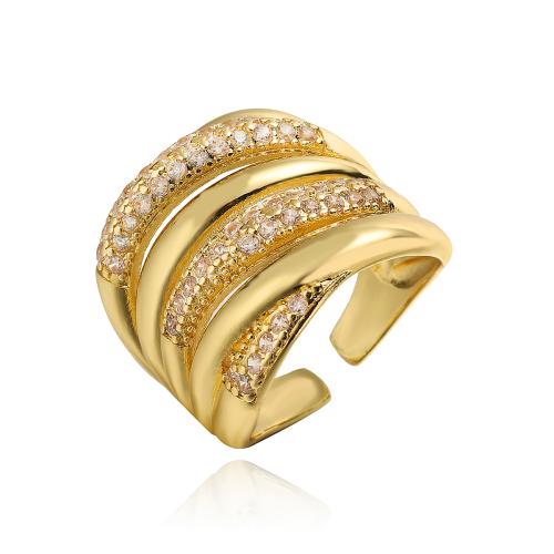 Cúbicos Circonia Micro Pave anillo de latón, metal, chapado en color dorado, Joyería & micro arcilla de zirconia cúbica, dorado, libre de níquel, plomo & cadmio, Ring inner diameter:16 ~18mm, Vendido por UD