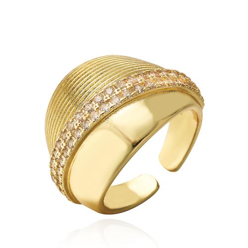 Cubic Zirconia Micro Pave Brass Ring, gold color plated, fashion jewelry & micro pave cubic zirconia, golden, nickel, lead & cadmium free, Ring inner diameter:16 ~18mm, Sold By PC