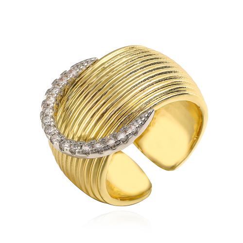 Cubic Zirconia Micro Pave Brass Ring, gold color plated, fashion jewelry & micro pave cubic zirconia, golden, nickel, lead & cadmium free, Ring inner diameter:16 ~18mm, Sold By PC