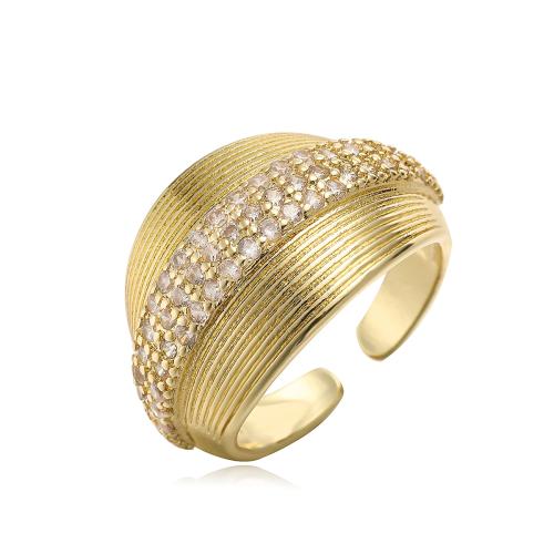 Cubique anneau en laiton Circonia Micro Pave, Placage de couleur d'or, bijoux de mode & pavé de micro zircon, doré, protéger l'environnement, sans nickel, plomb et cadmium, Ring inner diameter:16 ~18mm, Vendu par PC
