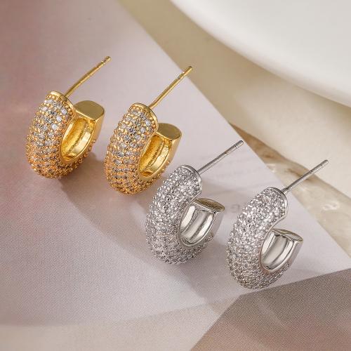 Cubic Zirconia Micro Pave Brass Earring, plated, fashion jewelry & micro pave cubic zirconia, more colors for choice, nickel, lead & cadmium free, Sold By Pair