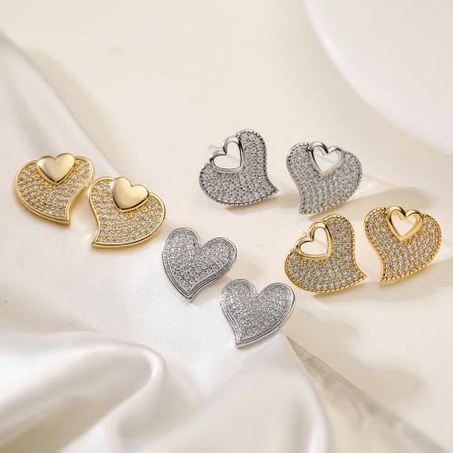 Cubic Zirconia Micro Pave Brass Earring, plated, fashion jewelry & different designs for choice & micro pave cubic zirconia, more colors for choice, nickel, lead & cadmium free, Sold By Pair