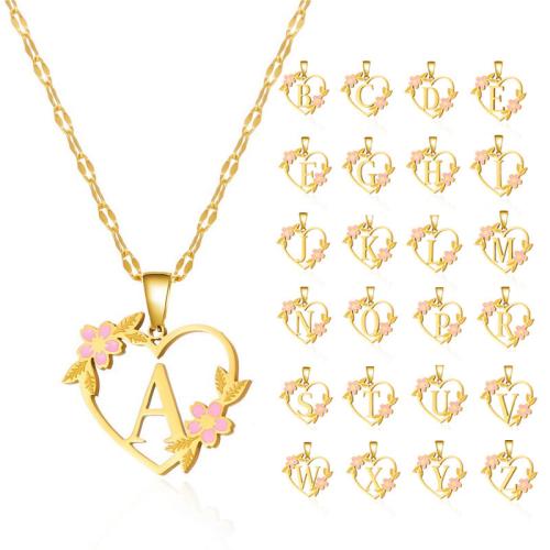 Stainless Steel Jewelry Necklace, 304 Stainless Steel, with 5cm extender chain, different designs for choice & for woman & enamel & hollow, golden, Pendant:2.3x2.3cm, Length:38 cm, Sold By PC