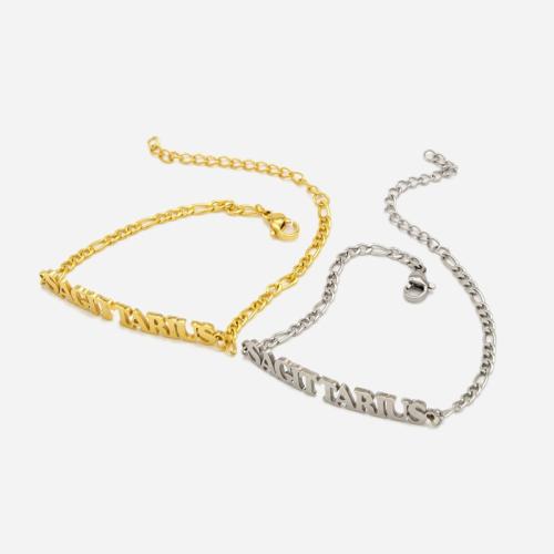 Bracelet d'acier titane, avec 5cm chaînes de rallonge, Placage de couleur d'or, bijoux de mode & constellation bijoux & unisexe, plus de couleurs à choisir, Longueur:17 cm, Vendu par PC