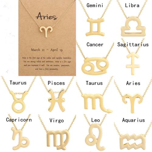 Tibetan Style Jewelry Necklace, plated, fashion jewelry & Zodiac symbols jewelry & Unisex, more colors for choice, Length:Approx 41-50 cm, Sold By PC