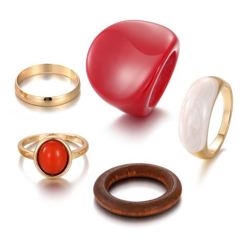 Tibetan Style Ring Set, with Resin, 5 pieces & fashion jewelry & for woman, Sold By Set