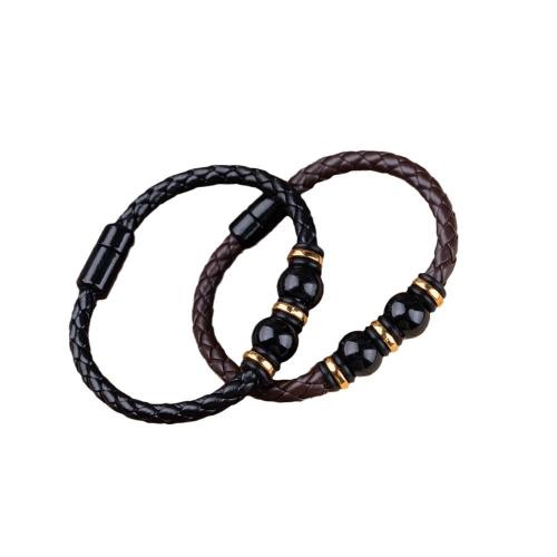 Bracelets cordon PU, alliage de zinc, avec cuir PU, fait à la main, unisexe, plus de couleurs à choisir, Vendu par PC