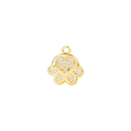Cubic Zirconia Micro Pave Brass Pendant, real gold plated, DIY & micro pave cubic zirconia, golden, 13x12mm, Sold By PC