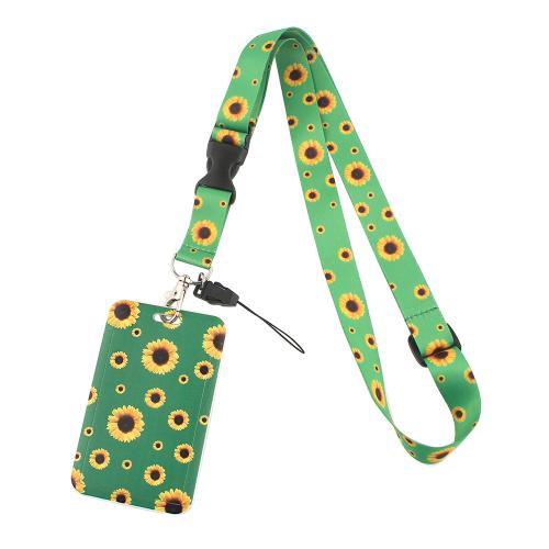 Polyester Lanyard Card Holder, with Polypropylene(PP) & Wax Cord & Plastic & Tibetan Style, multifunctional & different styles for choice, green, Sold By PC
