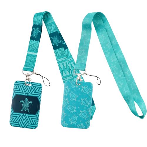 Polyester Lanyard Card Holder, with Wax Cord & Plastic & Tibetan Style, multifunctional & different styles for choice & different designs for choice, green, Sold By PC