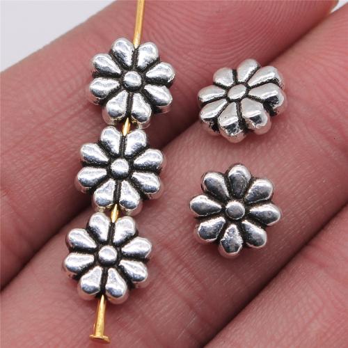 Tibetan Style Flower Beads, antique silver color plated, DIY, 9x9mm, Sold By PC