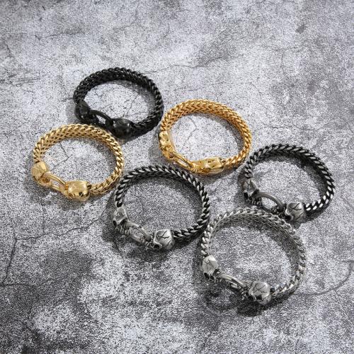 Stainless Steel Jewelry Bracelet, 304 Stainless Steel, Skull, Vacuum Ion Plating, different size for choice & different styles for choice & for man, more colors for choice, Sold By PC