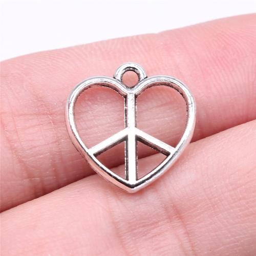 Tibetan Style Heart Pendants, antique silver color plated, DIY, 17x17mm, Sold By PC